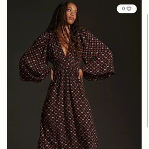 antik batik myle midi dress Antik Batik Mexica Embroidered Puff Sleeve Dress - Blue
